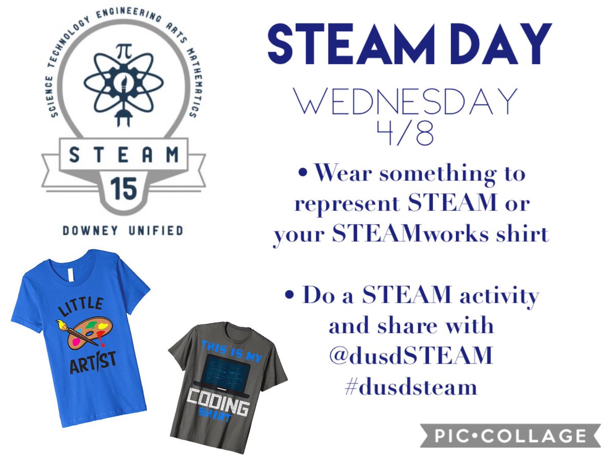 dusdSTEAM's tweet photo. Please join us Wednesday for a virtual STEAM dress up day 💡😀 We can’t wait to see what you choose! #VirtualSpiritDay #funfromafar https://t.co/TY4cBx46lV