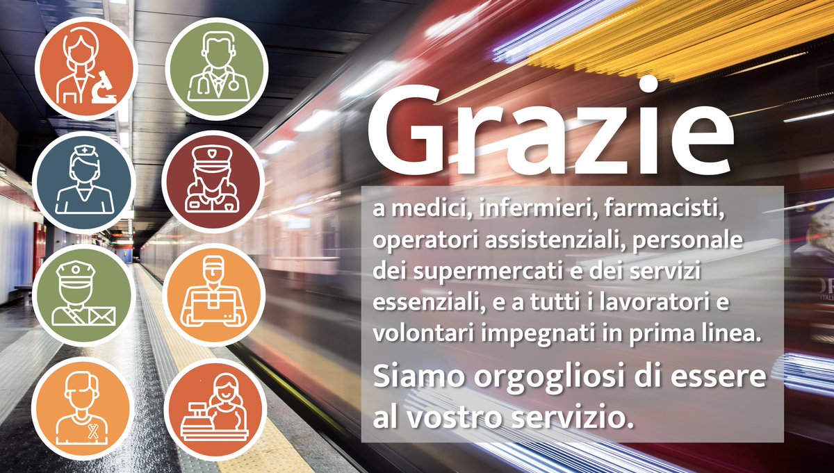 atm_informa's tweet photo. Grazie alle persone di ATM, stiamo assicurando il trasporto pubblico essenziale a chi ne ha davvero bisogno. Siamo orgogliosi di essere al servizio di tutti i lavoratori e volontari in prima linea per la cura e la salute della comunità. #guardiansofmobility https://t.co/3lyyinitvj