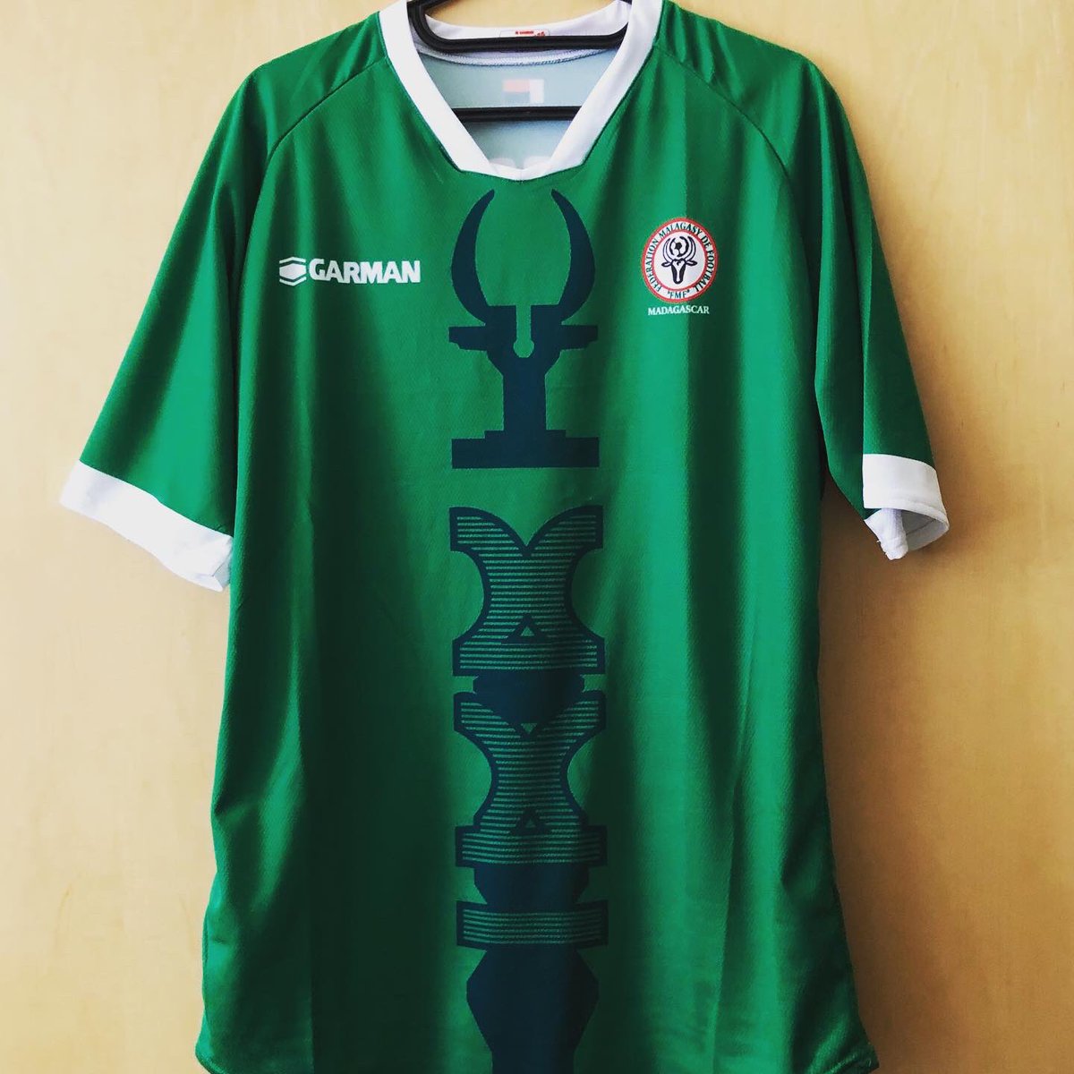 . @fmfmdg Home Kit, 2019GarmanUsed in the 2019 Africa Cup Of Nations, when Madagascar stunned everyone by reaching the top of its qualifying group at their debut in the competition (by defeating Nigeria), only to be defeated in the quarter finals. #HomeShirt  #AfricanFootball