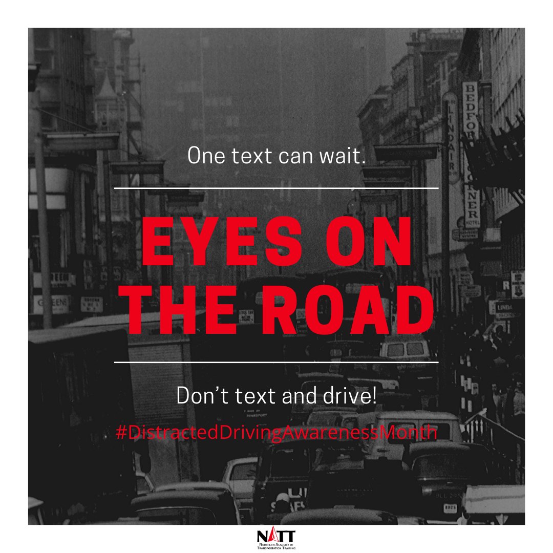 natt_transport's tweet photo. April is Distracted Driving Awareness Month. We want to remind you to drive safe and distraction-free. #DistractedDrivingAwarenessMonth https://t.co/B3cXMHaFMJ
