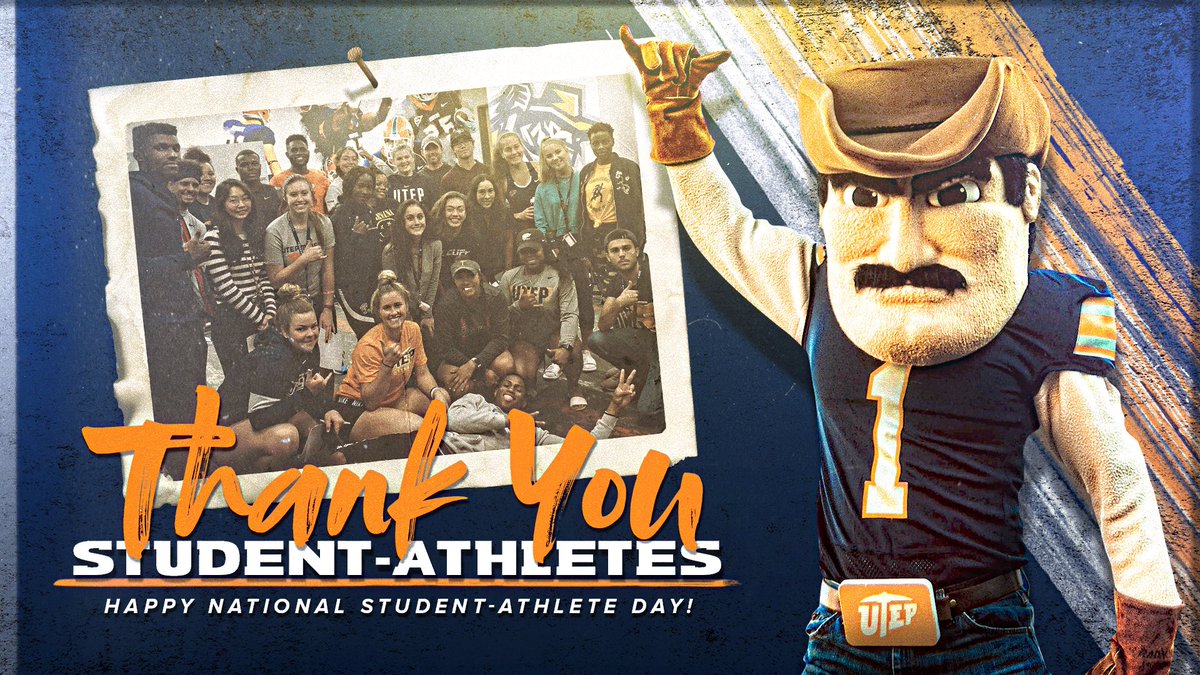 UTEP_SADevelop's tweet photo. Happy National Student-Athlete Day @UTEPAthletics!! We salute you and are so proud to call you all Miners!! ⛏🤙🏼 #gominers #picksup https://t.co/wKA5na6qRy