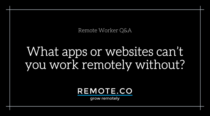 remote_co's tweet photo. Need remote work advice or tips? We have an entire section of questions and answers from experienced remote workers.
What apps or websites help them the most? Check out their answers here: https://t.co/rogejAulxJ
#remoteworkers #remoteworkforce #remoteapps #remoteworking #wfh https://t.co/VOsNdRY2LV