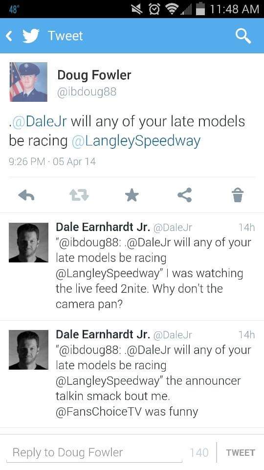 ibdoug88's tweet image. .@DaleJr, can't believe it's been 6 years already, but glad I was able to see some of your late model drivers @LangleySpeedway. Any chance I can get a #DigitalAutograph 🤔