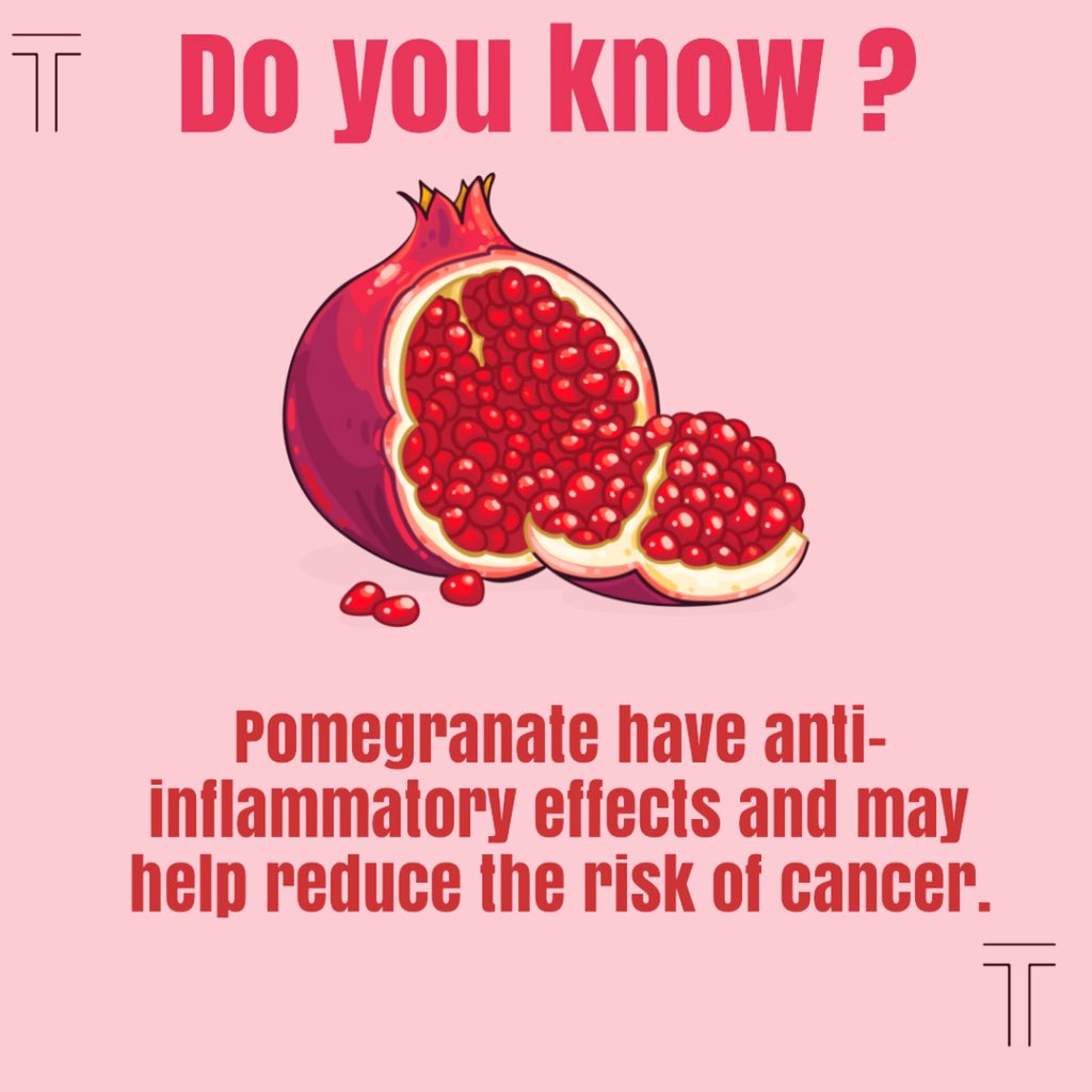 texusfit's tweet photo. Do you know ?
Pomegranate have anti-inflammatory effects and may help reduce the risk of cancer.
#pomegranates #healthyfruits #HealthyFood #pomegranate #fruit #reducecancer #reduceriskofcancer #healthylifestyle #HealthyLife https://t.co/JVy72HLxEW