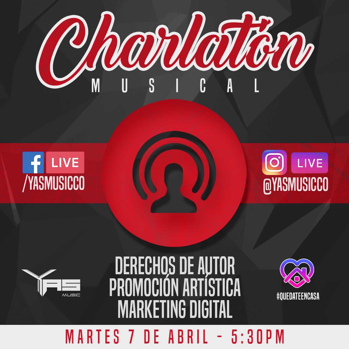 YasMusicCo's tweet photo. ¿Hablamos un rato?. Te esperamos mañana martes a las 5:30PM 🔴🎵🎵 - CHARLATÓN MUSICAL #charlaton #envivo #live #QuedateEnCasa https://t.co/iPxavN9EjY