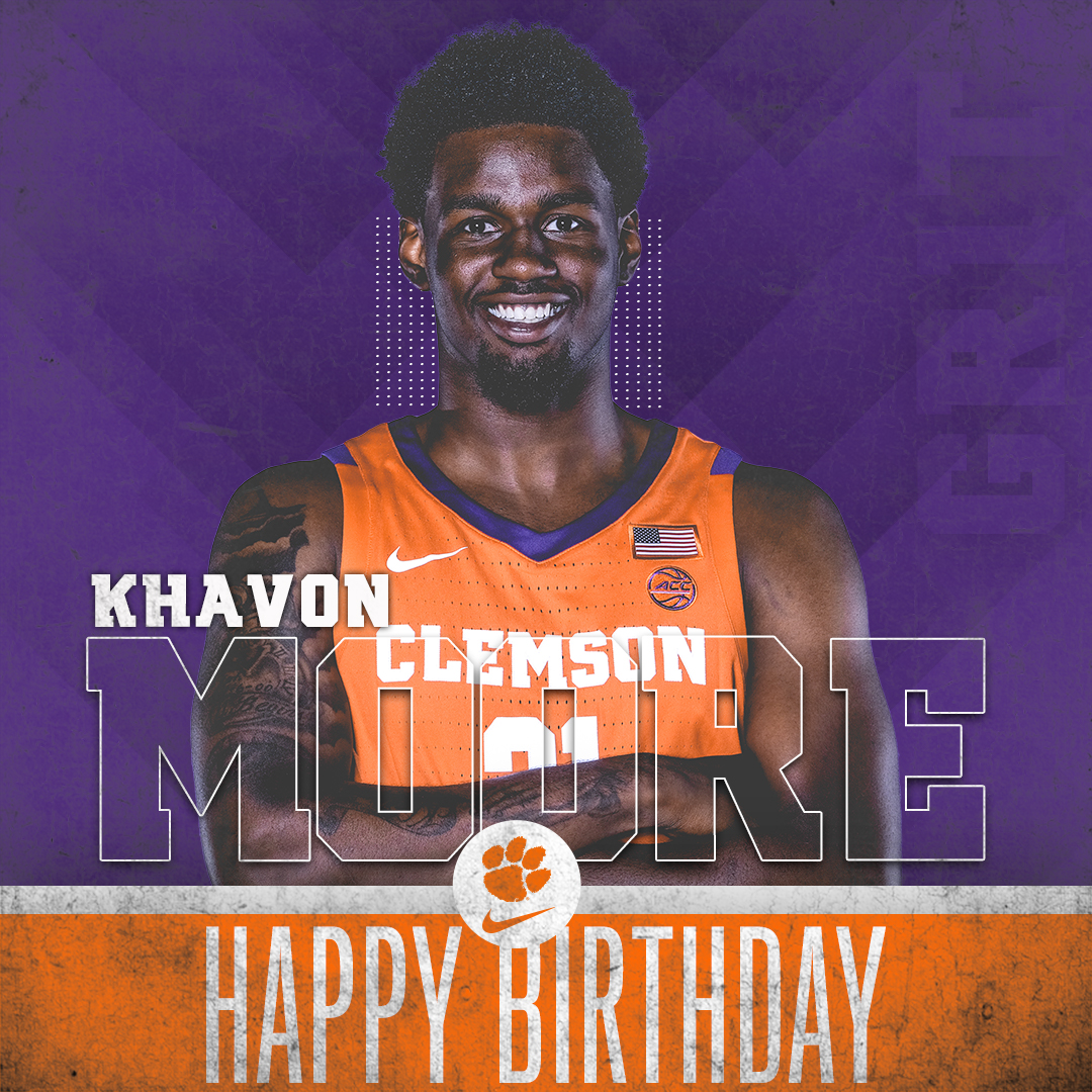 ClemsonMBB's tweet photo. ππ₯³ Retweet to help wish @KhavonMoore a Happy Birthday today!
#ClemsonGRIT / #TigerPrideπ
https://t.co/Fz4zbkMn42