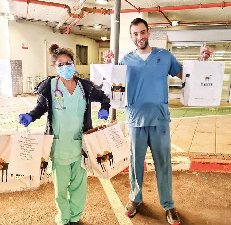 Israelis bought food and gave to all doctors, nurses and medical students in hospitals as a gratitude for their hard work