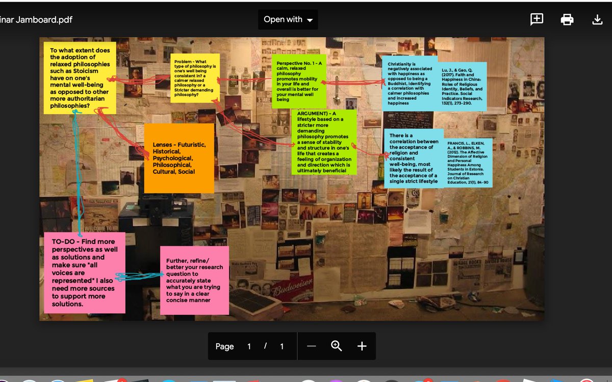 MizMarks's tweet photo. #APSeminar is using #Google #JamBoard for IWA Line of Reasoning. The problem/solution chain determines what sources work and what still needs to be researched. #marksapsem https://t.co/60B7ogy1Io