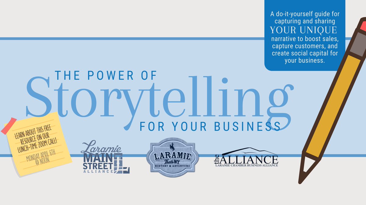 Please join at Noon today for a Free Zoom meeting on "The Power of Storytelling for your Business." Marketing guru, Jessica Brauer will be presenting free tools to help you capture and share your unique story to boost sales and capture customers.  Visit:
ow.ly/WdU950z1lml