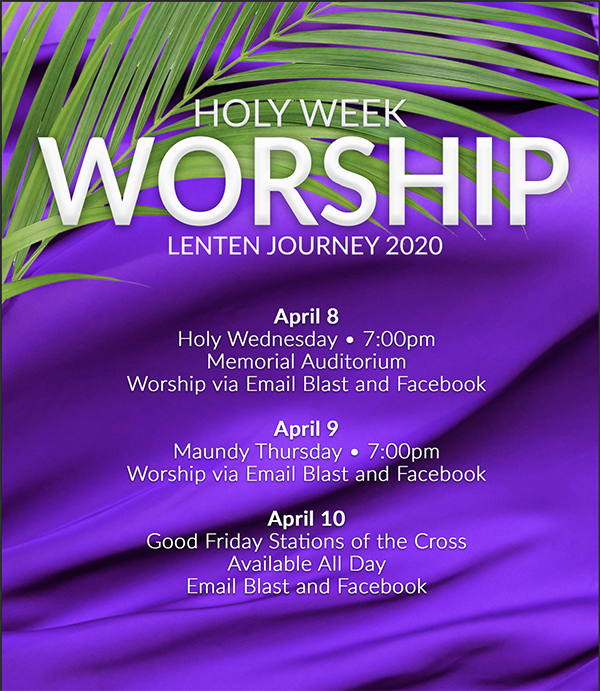 centenaryonline's tweet photo. As we continue through Holy Week, there are still three opportunities for worship. If you have not signed up for the Centenary e-mail blasts, click on the link below. Be sure to choose "Happenings at Centenary (Thursday Afternoons)."

https://t.co/QXHO0mmg1J https://t.co/qUd8ADTWrC