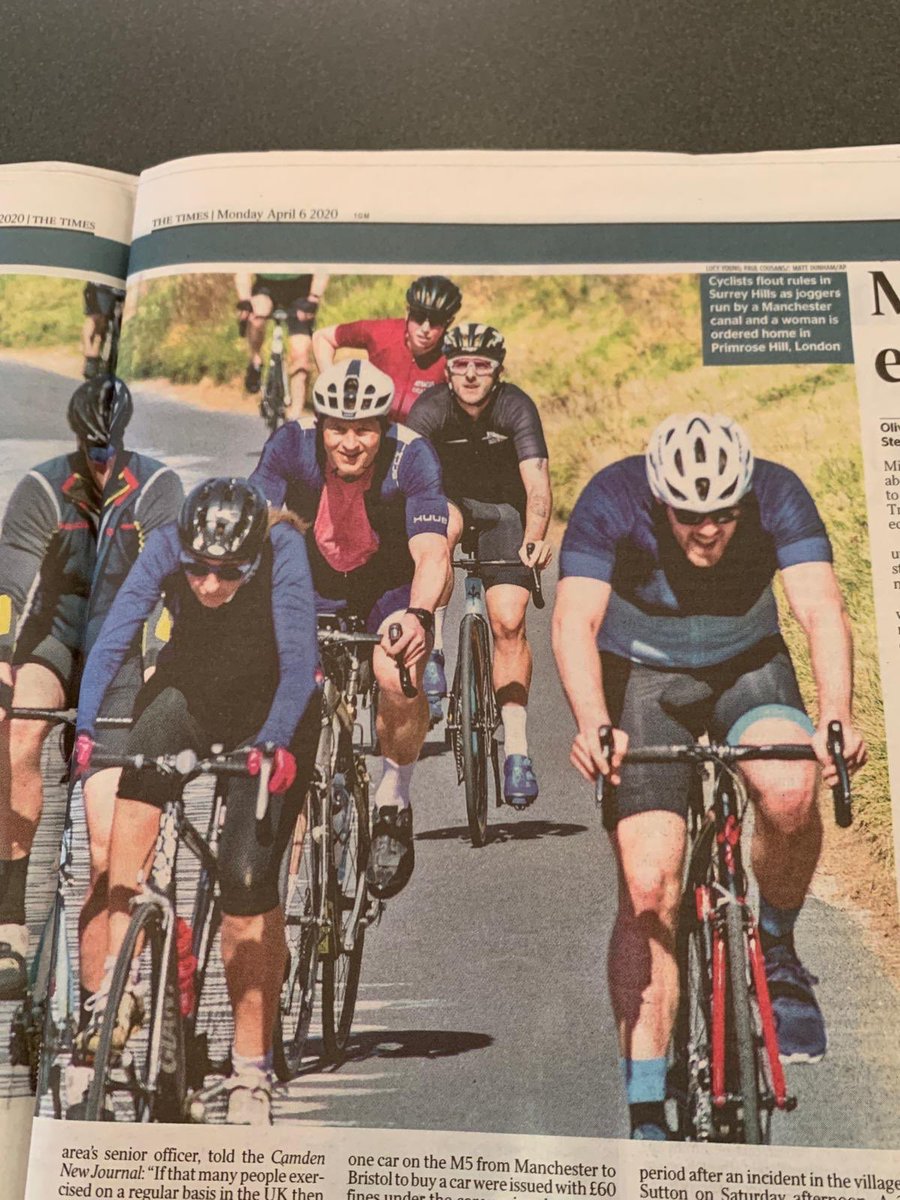 velobetty's tweet photo. Here is how @TheTimes is manipulating images to show something that isn't actually happening.

Compare the photo from @TheTimes, taken with a telephoto lens to compress the image, with the real distance taken by somebody in that very group. https://t.co/iMJ5QDir1Z