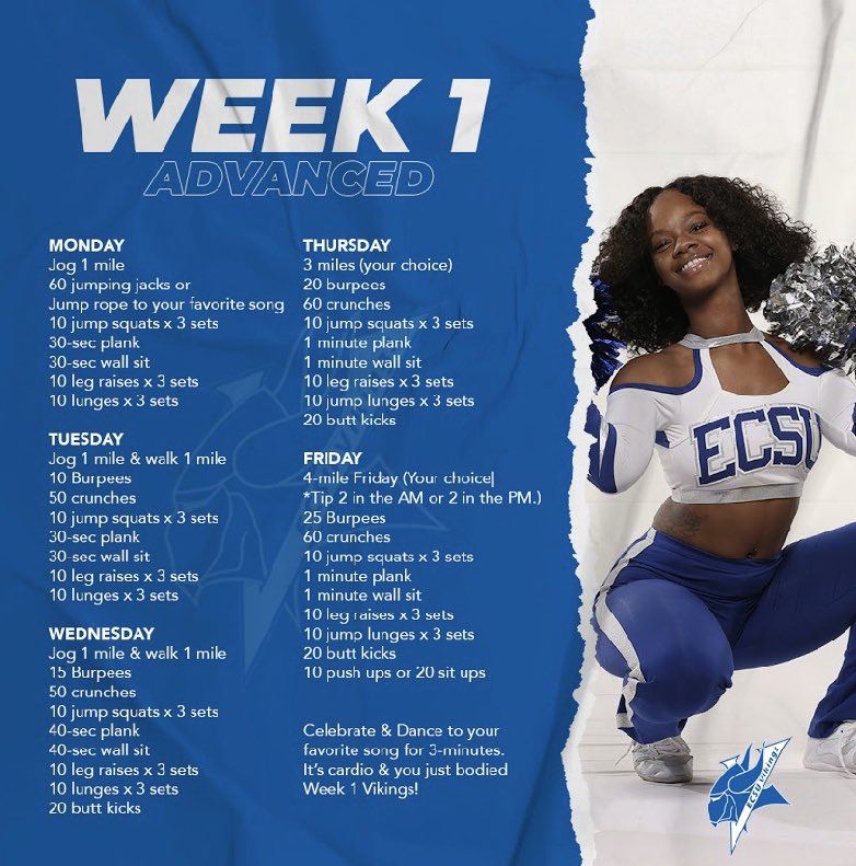 EcsuHoops's tweet photo. Get in on @ECSUVikings get Moving Monday Workout Challenge! #ECSUHoops https://t.co/j4x9gvv3qC