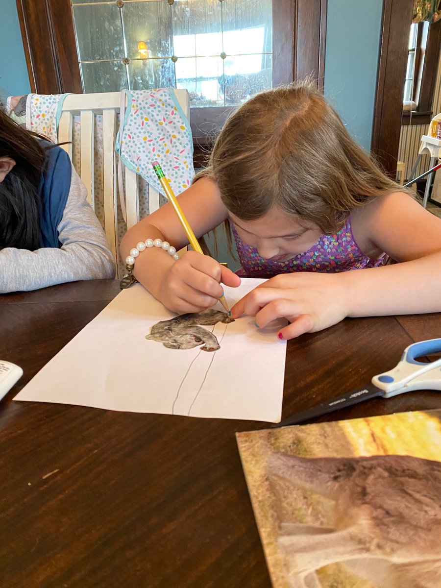 StephD525's tweet photo. Audrey is super excited about the 1st grade art lesson. #isdstrong #schoolathome #onlinelearning #littlejewel #bryantbibcats https://t.co/Wp3hqriNtg