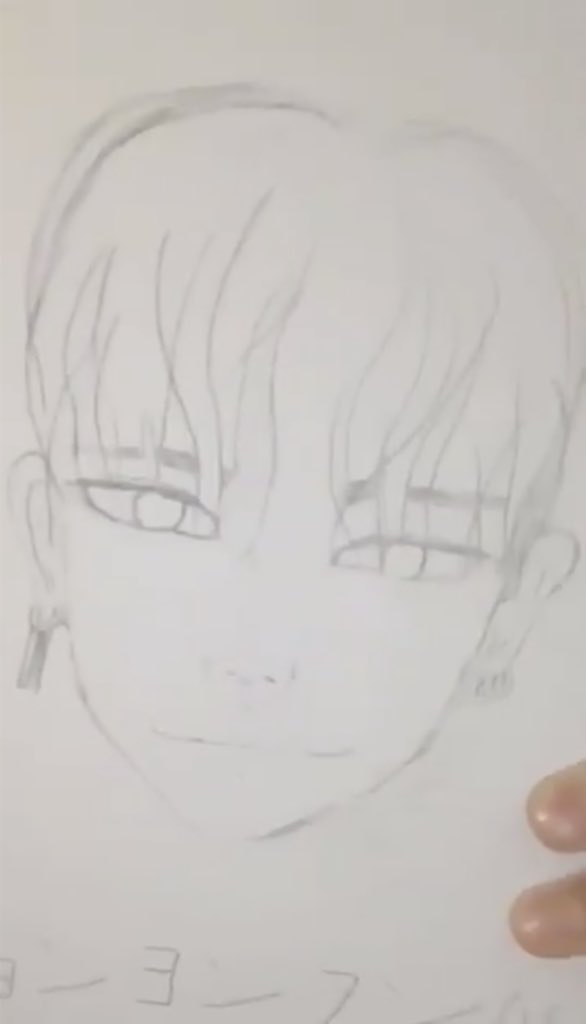 his drawing looked nice but the hair sjskksks