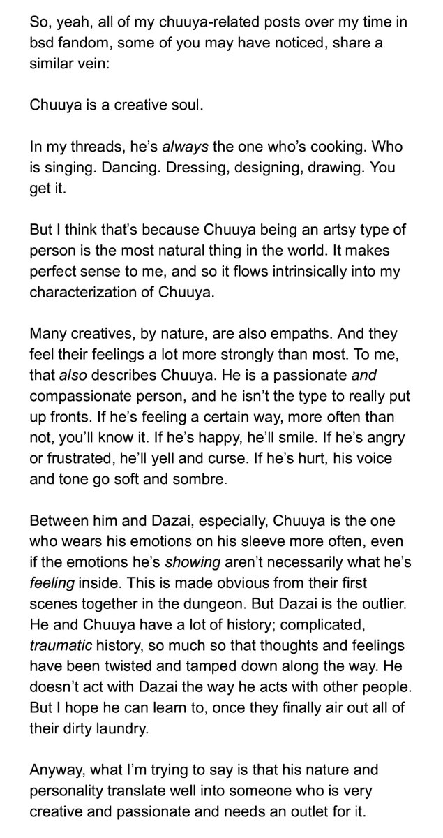 Some thoughts on Chuuya + Being Artistic:
