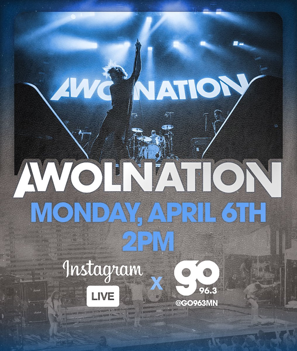 Go963MN's tweet photo. Excited to have #GoFest18 headliners @awolnation live on our IG today with @itsREEDyo, see you there at 2pm! https://t.co/LbsnyJh9SK