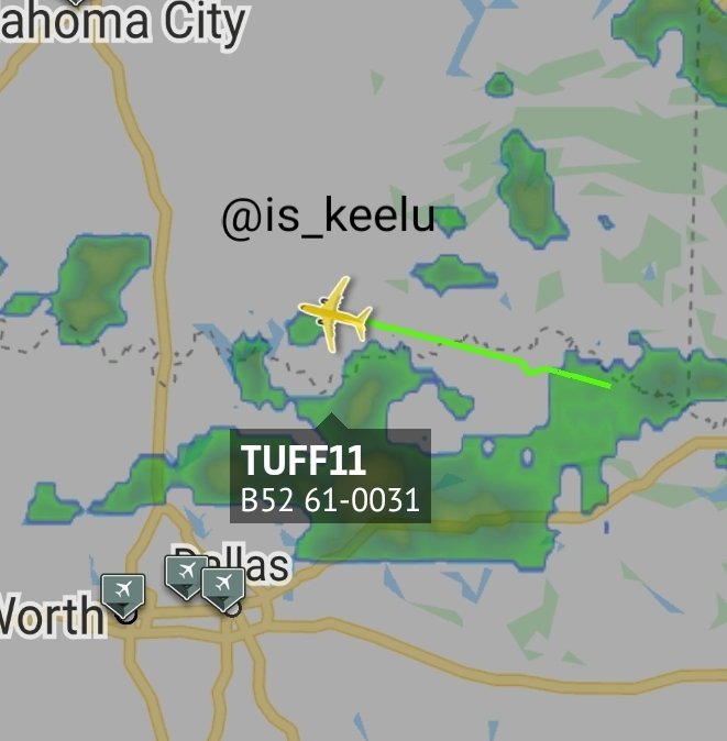 is_keelu's tweet photo. USAF
Boeing B-52H Stratofortress 
Spotted over #Oklahoma 

#TUFF11 61-0031 https://t.co/mLDRsh0JDr