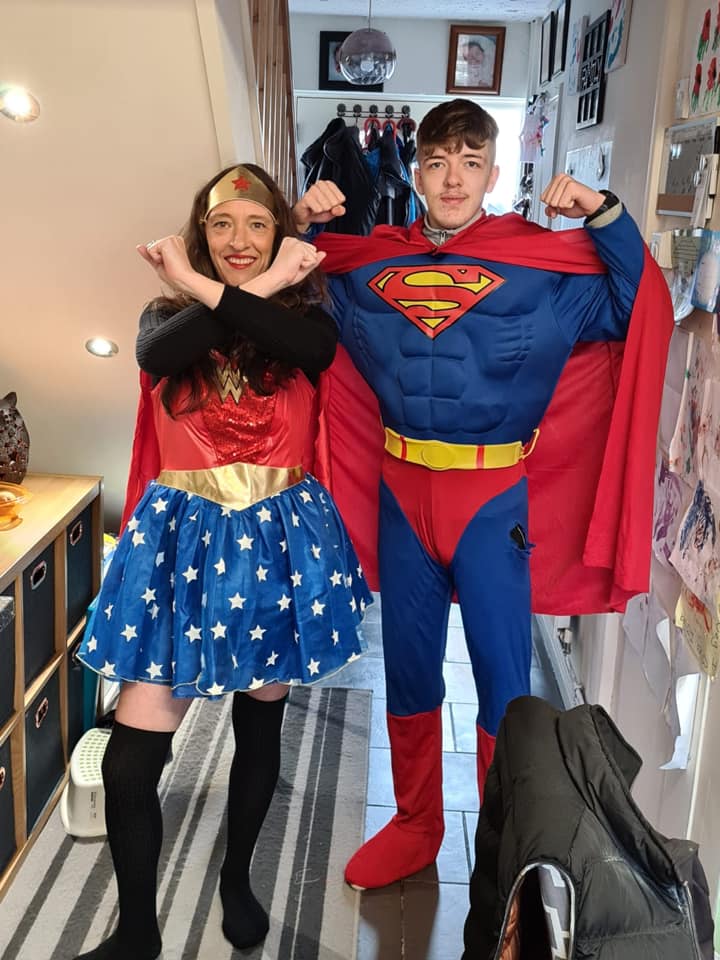Soon, in Stockport and elsewhere, other superheroes started showing up.Here’s Superman, Wonder Woman, and Flash. They went on their jogs and walks around town, cheering kids up - from a distanceWord is Cinderella's gonna be making the rounds this weekend, too