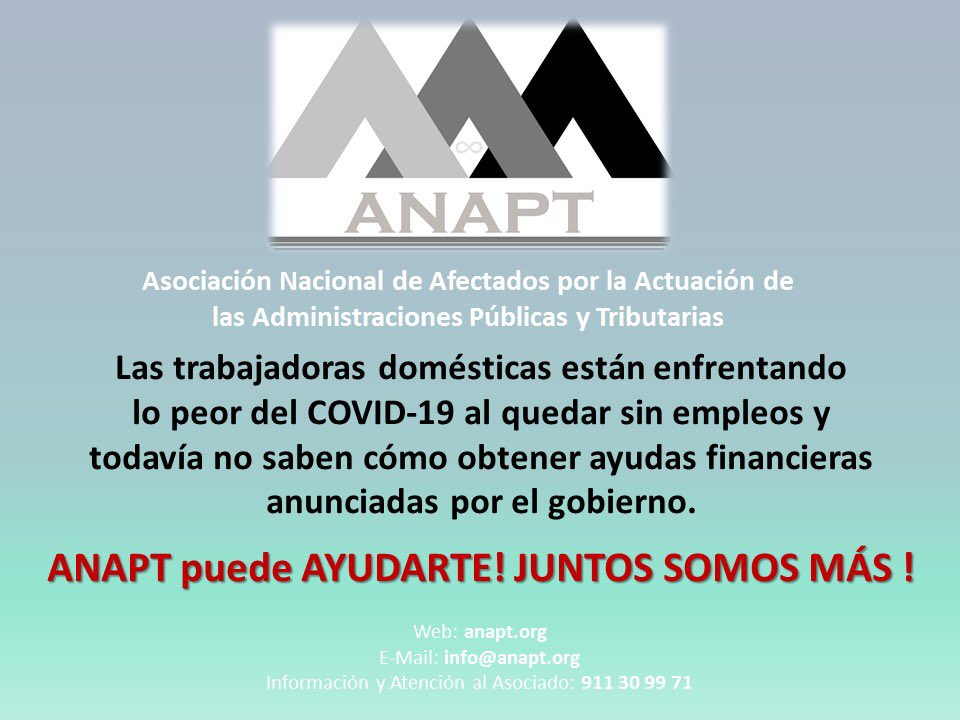 ANAPT11's tweet photo. Cómo aprobar un nuevo paquete de ayudas del Gobierno para los trabajadores??? Piensas que tus derechos no están protegidos??? Pero juntos podemos más ☝️☝️☝️ #ANAPT #asociación #tusderechos #gestion #consultorialegal #ayudajurídica #derechoslaborales #teayudamos #abogados https://t.co/i3GwUoipWF