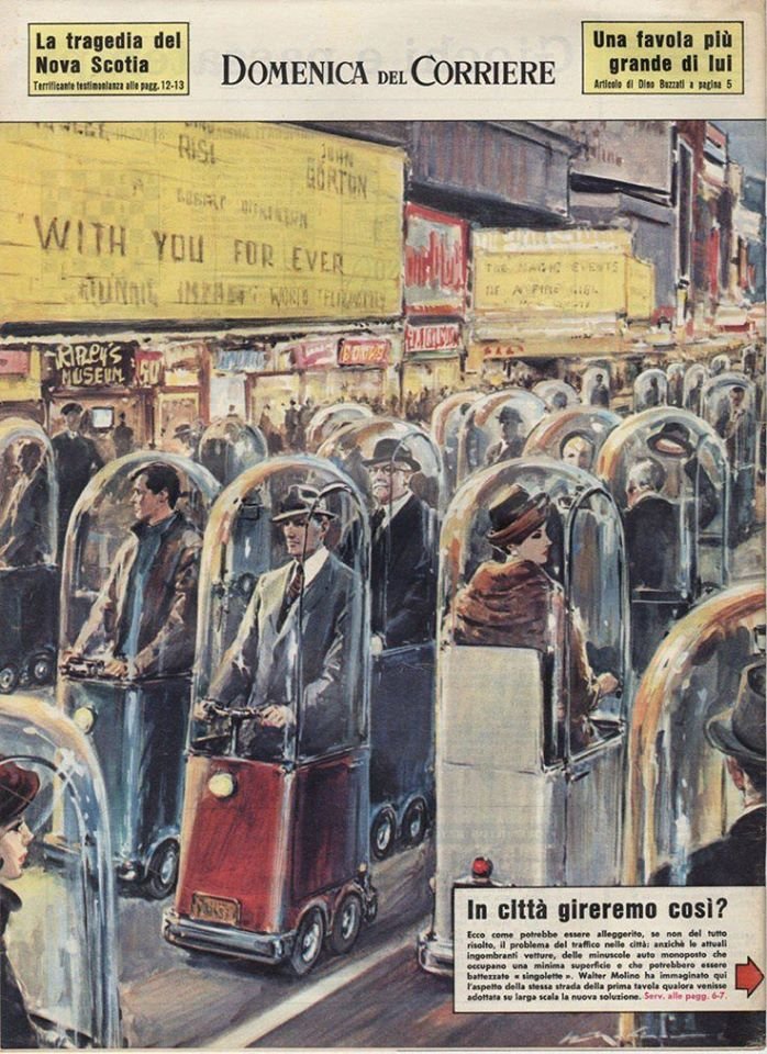 Confinement mobile, la ligne citadine élégante.

#ateliermode

(La Domenica del Corriere' 16/12/1962)