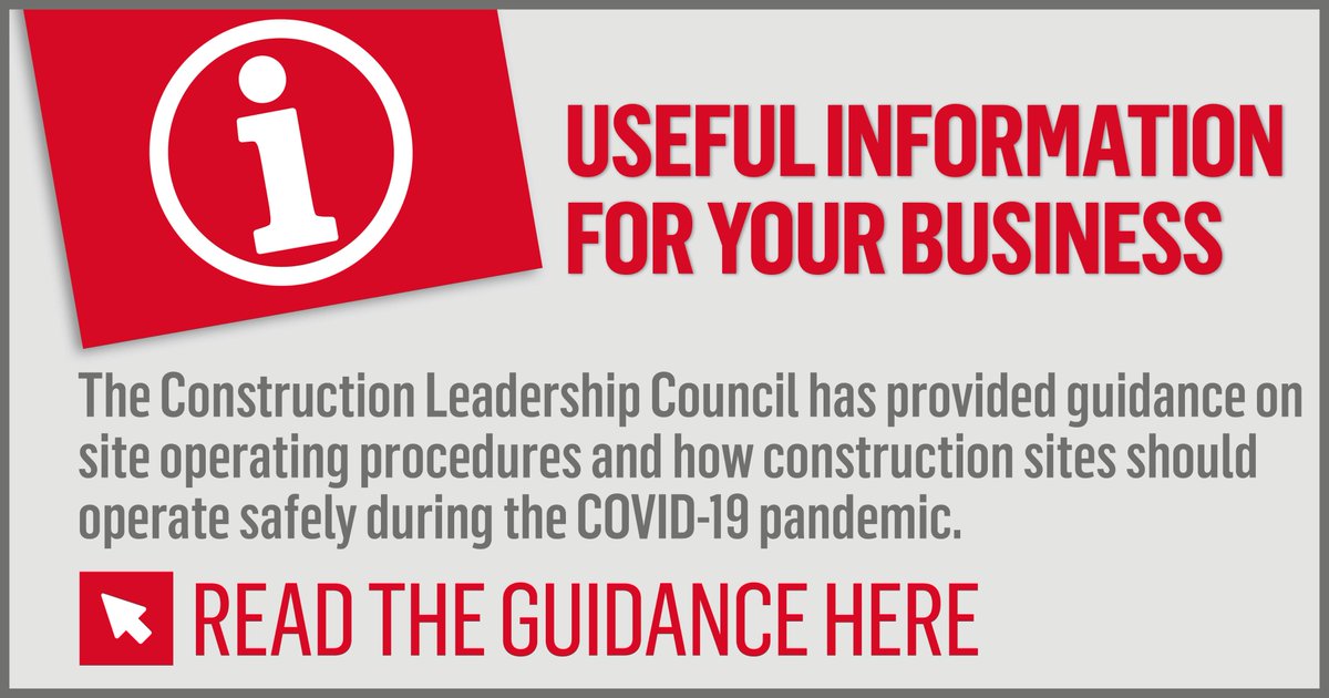 cefonline's tweet photo. New #SiteOperatingProcedures have been published by the Construction Leadership Council following confirmation from the Cabinet Office that construction in England can continue during the #COVID-19 pandemic, as long as it can be done safely. Read more: https://t.co/KO3BTE3eSj https://t.co/QwvmJVguG5