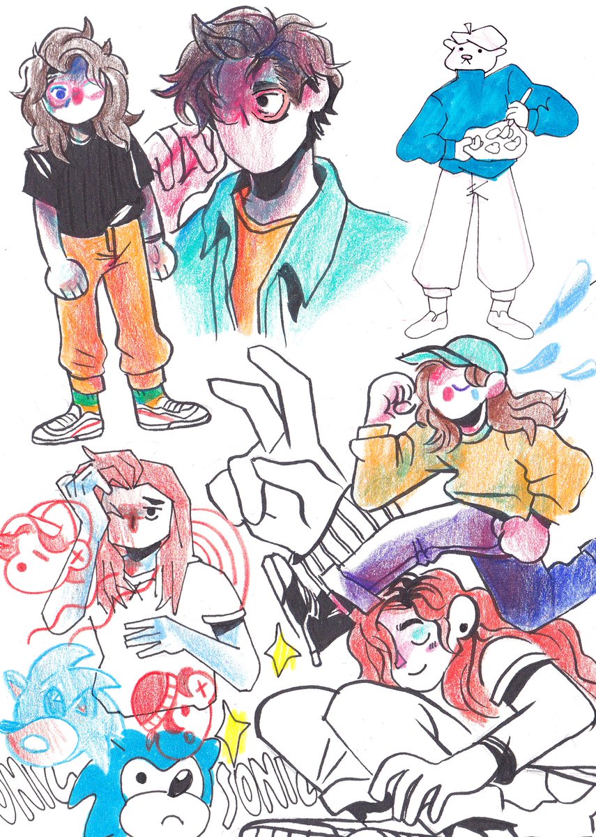 hi dropping a new sketchbook-y zine over at https://t.co/lJbjaKy3dB ! its about 64+pages of v raw sketches, wips and some comics i made from 2016-2018. costs only $1/pay what you want - hope you could check it!