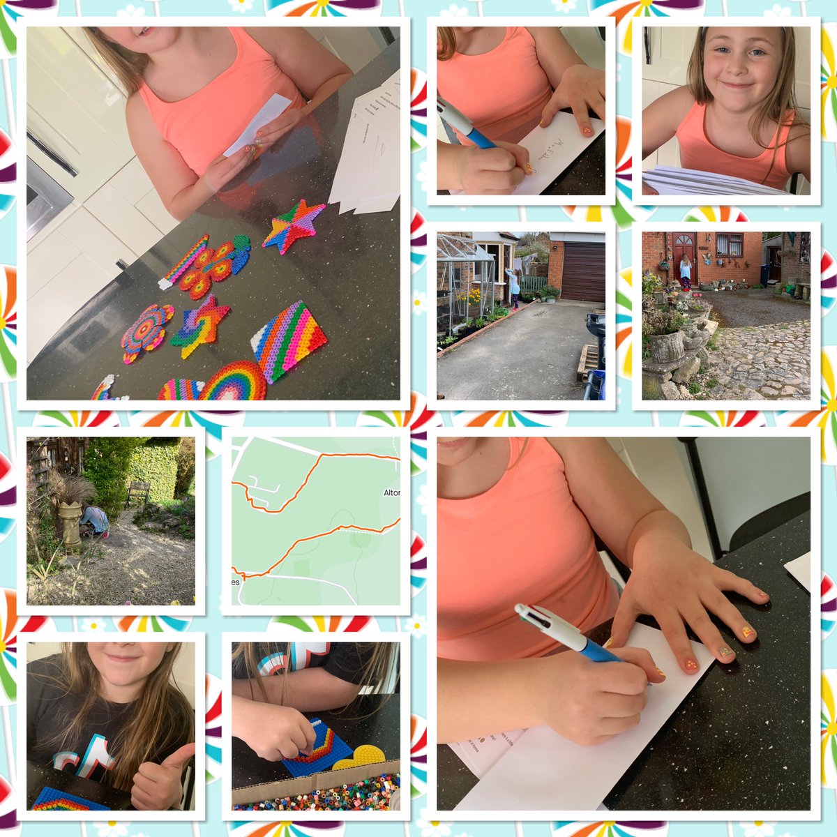 Majorteamof5's tweet photo. Compassion in the community @allcanningssch We are proud of this girl. It’s taken a long time to complete, but she’s made rainbows out of Hama beads, written a little poem to go with each one and hand delivered to those who may need something to brighten their day #rainbows https://t.co/NlivUQ4kWb