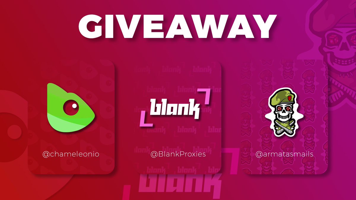 chameleonio's tweet photo. ⚡️ 24H GIVEAWAY ⚡️

🏆x1 FREE RENEWAL KEY @chameleonio
🏆x25 FREE EMAILS @armatasmails
🏆x5GB FREE PREMIUM RESI DATA PLAN @BlankProxies

RULES:
🏃‍♂️Follow @chameleonio @armatasmails @BlankProxies
❤️Like
🔃Retweet

🍀 3 WINNERS https://t.co/Cy5nb4PNJD