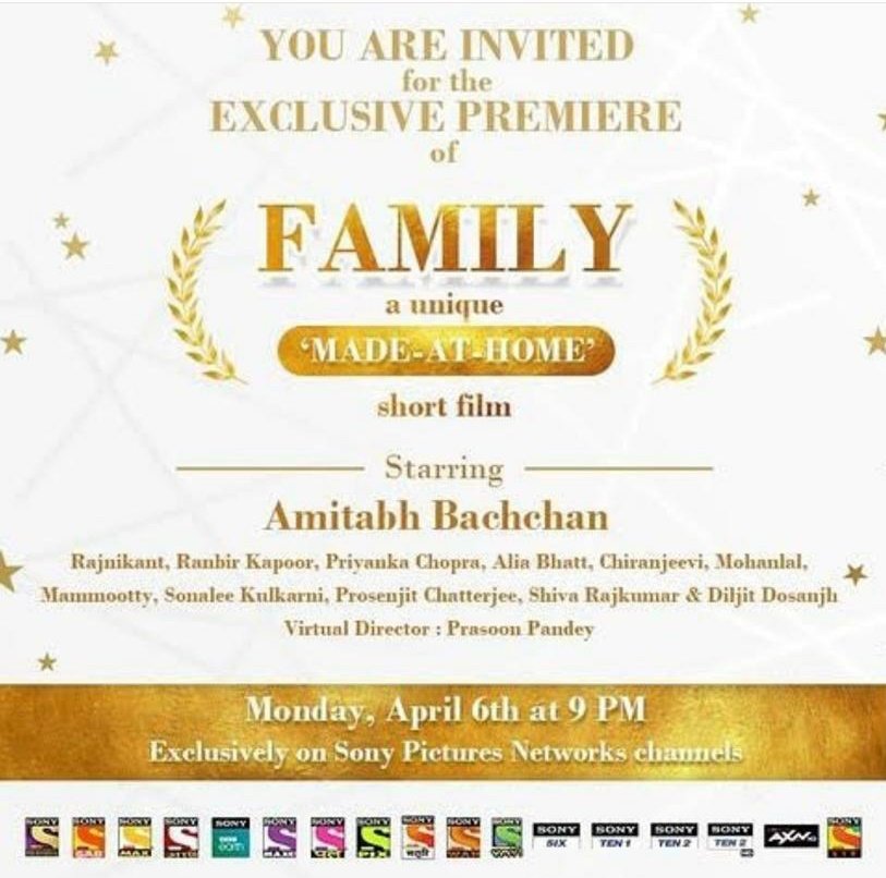 ReenaMeraNaaam's tweet photo. Kudos to All India superstars to come together for this msg.. This proves anything can be done staying at home.. Such creative &amp; new concept of shooting a short film staying at home..👏👏.. #StayHomeStaySafe
Super proud of you @meSonalee 👏👏
#family #MadeAtHome #shortfilm #sony https://t.co/kNnbCI7MTq