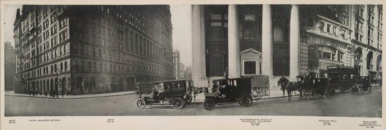 West 33rd Street, Manhattan, 1911; Waldorf-Astoria Hotel, left. Knickerbocker Trust, center. Piano retailer, right. Our next report looks at the original Waldorf-Astoria Hotel and concept of "progress." Free sign-ups for our history journal here-->  http://look.substack.com 