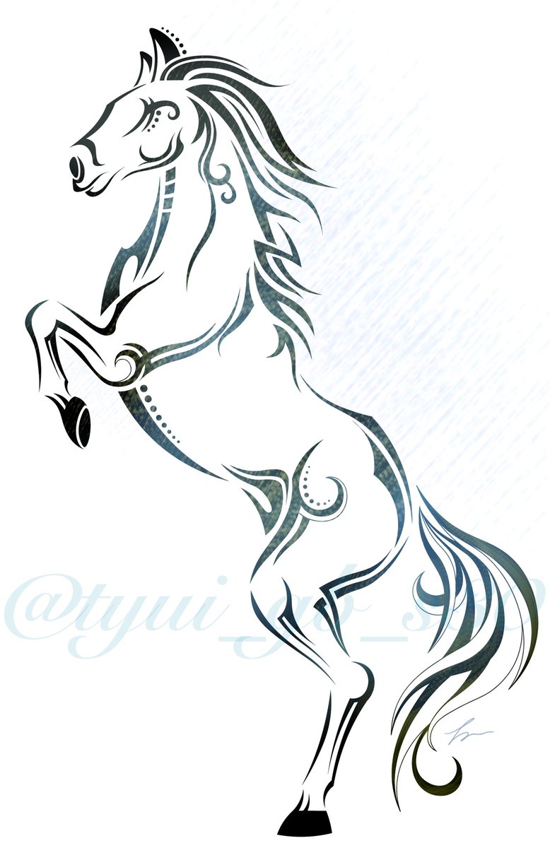 ちゅいのタトゥー絵纏め垢 馬 Horse 絵描きさんと繋がりたい イラスト 馬 Horse 動物 Animal タトゥー Tribal Tattoo かっこいい