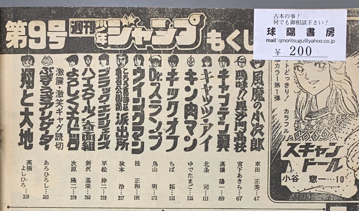 週刊少年ジャンプ 1983年9号 表紙は小谷憲一先生のスキャンドール