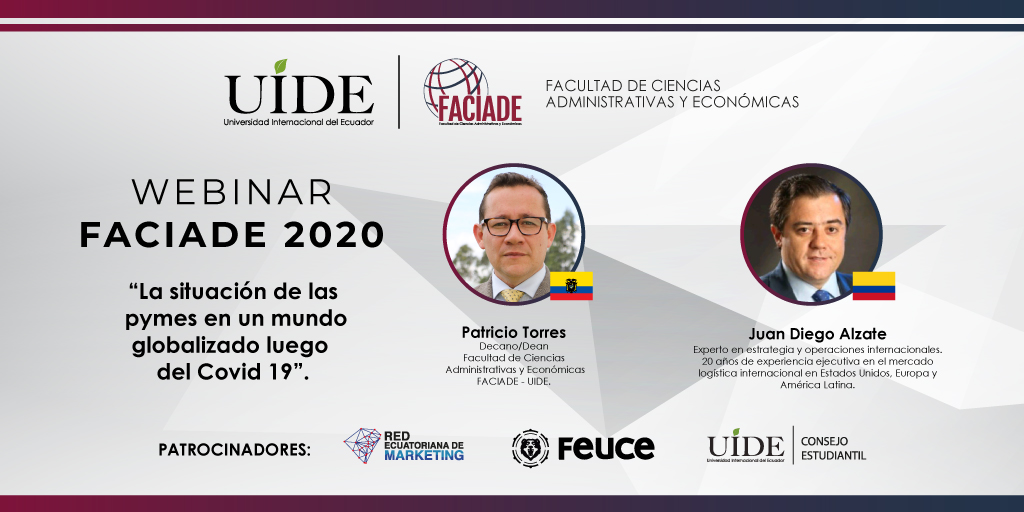 UIDE's tweet photo. ¿Cuáles son los retos que deben afrontar las pymes luego del covid-19?
#FACIADE te invita a ser parte de éste panel virtual con expertos internacionales.
✔Inscríbete en el webinar aquí: https://t.co/Fxt7xX0GKU
📆Miércoles 8 de abril, 11:00 (hora de Ecuador) https://t.co/vEie7IeNJm
