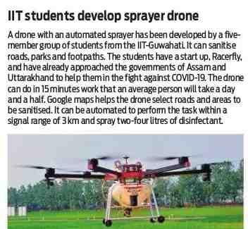 #IITstudents develop sprayer drone #IITGuwahati @IITGuwahati @NewIndianXpress