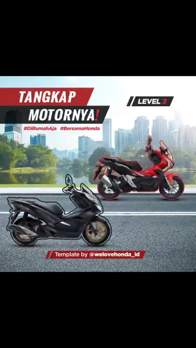 Gintul's tweet photo. @welovehonda tangkap 2 motor biar dapat hadiah #DiRumahAja #BersamaHonda.

#OneHEART https://t.co/mXLBNg0bPI