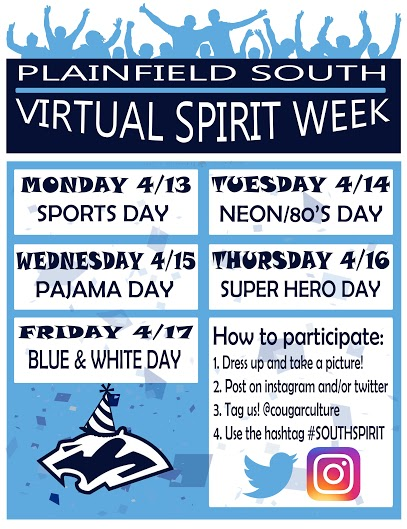 mssurbaugh's tweet photo. Hello Cougars! Today (4/6) marks the first day of Remote Learning! Please see our Google Classrooms for important classroom information! 

Also, we want to continue to promote #cougarculture while we are out of the building, so join in on our Virtual Spirit Week next week! https://t.co/3GYeCopQGU