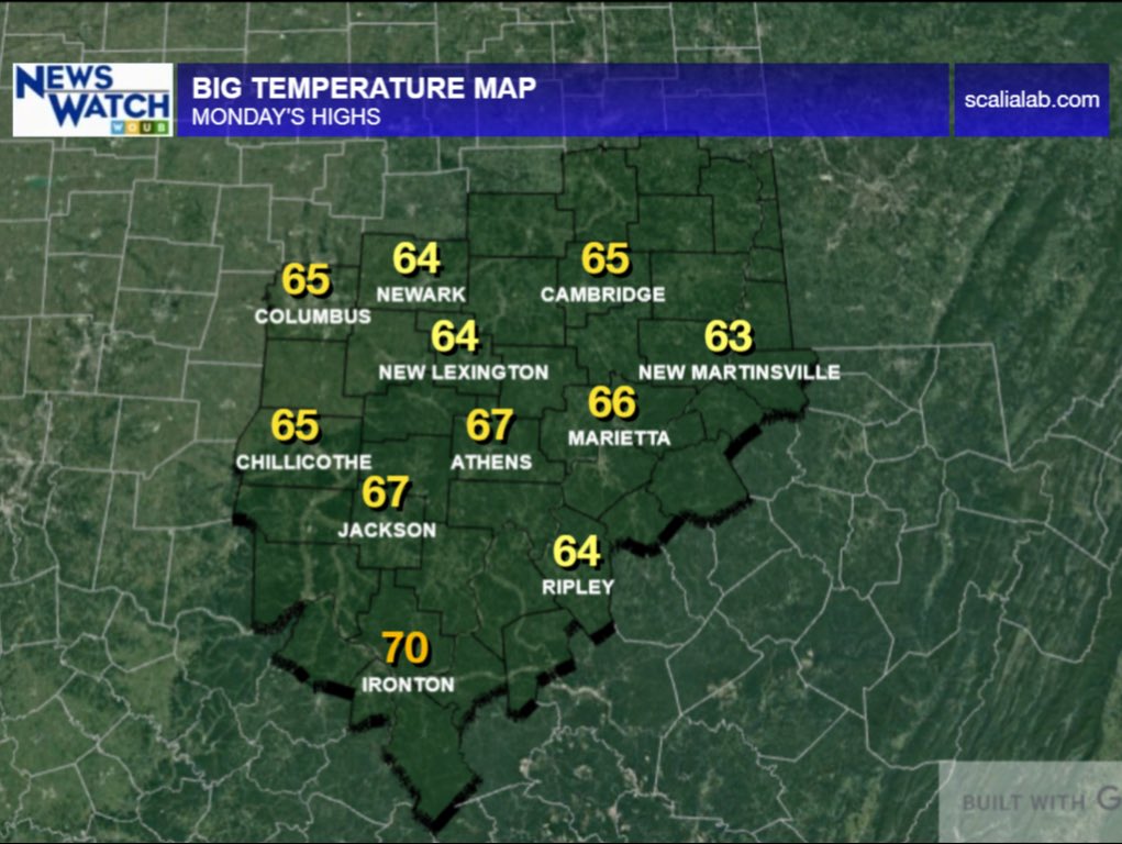 NewsWatch_WOUB's tweet photo. The sun will come out this afternoon, making for a beautiful day ☀️

Temperatures will be in the mid to upper 60s across the region. #DailyWeatherForecast #ohwx #wvwx #kywx https://t.co/aCe5Vxfq4m