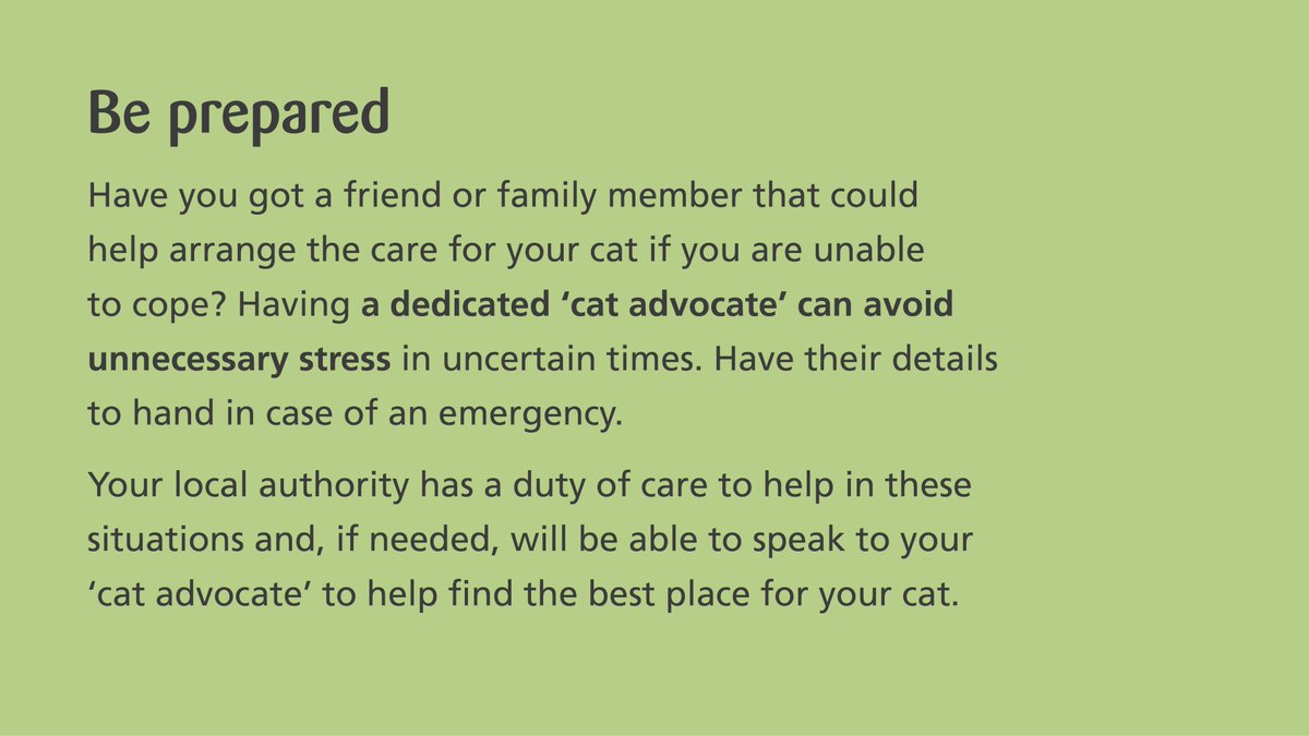 Top tip 3: Do you have a ‘  #cat advocate’?   #coronavirus   #Covid19 More info at  https://www.cats.org.uk/coronavir...