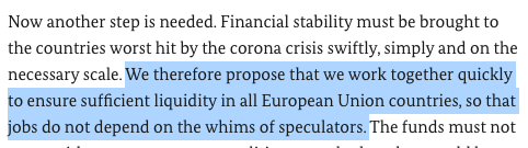 To begin, the article commits the exact same category error that the EU has been making for over a decade:It mistakes a crisis of *insolvency* for a crisis of *liquidity*.Here they are, summarizing their core message: Europe needs more loans! 2/