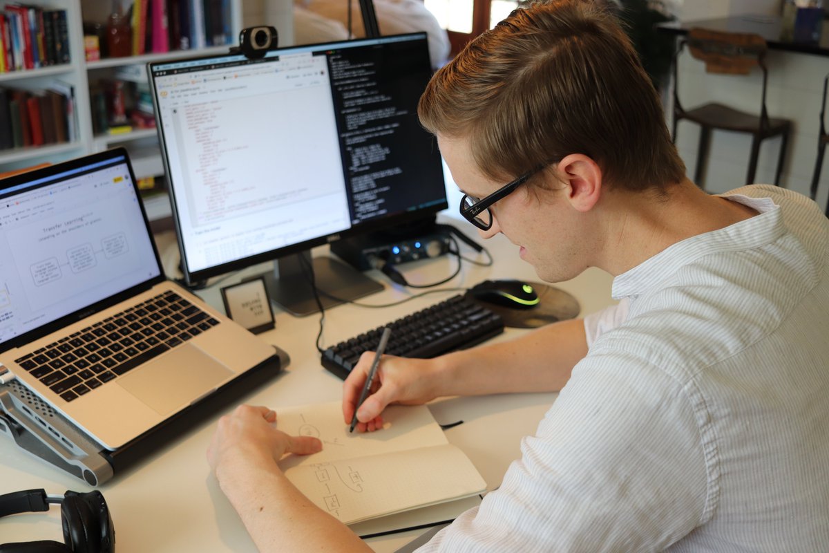 dwhitena's tweet photo. Hard at work on some great material for the live, online #AI Classroom training event. Refining my explanations of:

- #NeuralNetworks 
- Backpropagation
- Gradient descent
- and more!

Get more details and tickets here: https://t.co/caZ5faCzB9 https://t.co/9RGkShDyY0