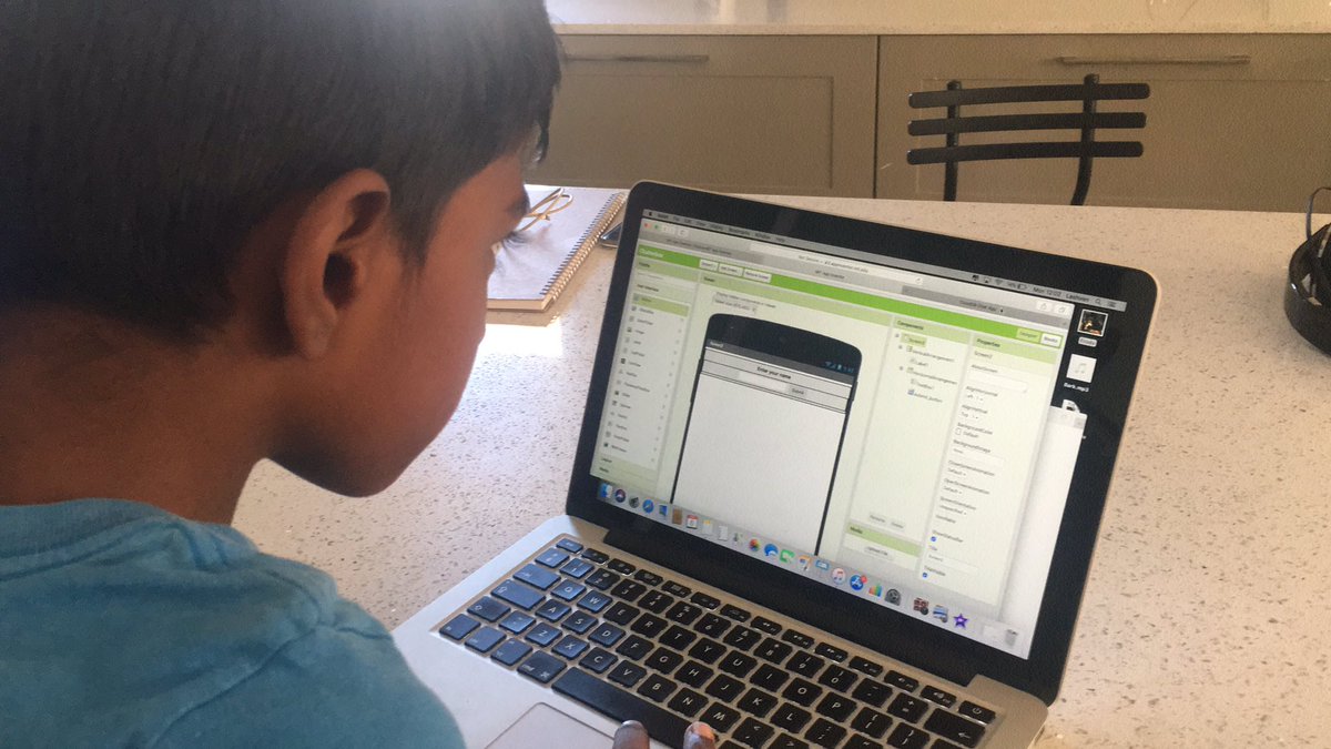 Day 14: 6yo needed a break from coding. I guess cabin fever is starting to become real. 9yo wrote a chat app using  @MITAppInventor and cloudDB. Followed the tutorial to start with and then added his own touches like passwords and erase messages.