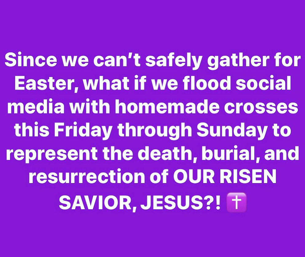 ProdigalPreachr's tweet photo. Let’s make homemade crosses and post them across social media this Friday through Sunday to celebrate Easter together. #easter #easter2020 #Heisrisen #thetombisempty #Helives #Jesus #Jesuslovesyou #Godislove #loveoneanother #belight #coronavirus #covid19 #wewillwin #unitedwestand https://t.co/V5mwmyH6Xr