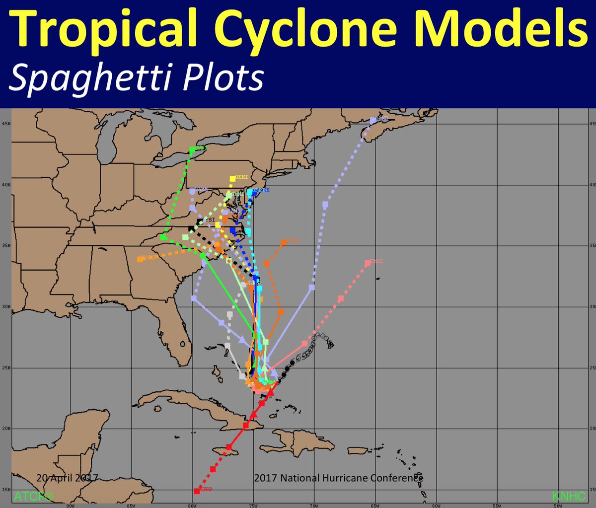 We blended results from three different models developed by three different teams. The paradigm is that of the “spaghetti plots” with which those in the Southeastern United States are likely familiar – assessing the spread of various models to look for consensus.
