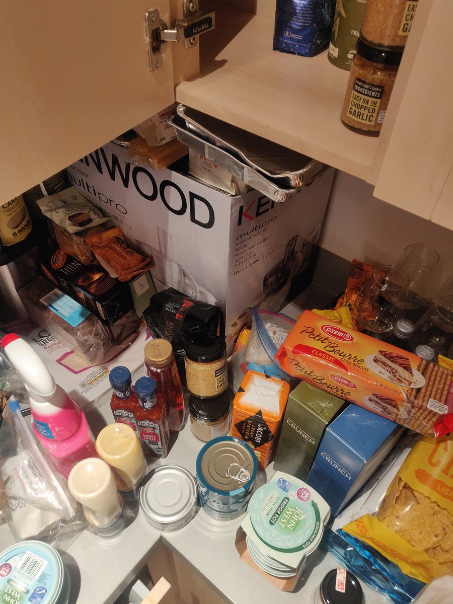 For those in total isolation, my Top Tip of the day:
If you sort &amp; reorganise your food cupboards, it almost feels like you're at the supermarket.
'Yes Jess, I really fancy that tinned mackerel you forgot you had'. Thank you <a href="/BarnetCouncil/">Barnet Council</a> for my food boxes. SO appreciative.
