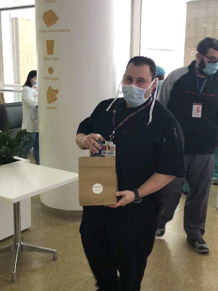 KurtStraussMBA's tweet photo. Very Proud of the Team onstage and behind the scenes making complementary meal service available to all @nyphospital Team Members. #nypheroes  #FoodServiceRocks and don’t forget @Starbucks is open 24/7 working hard to support you! https://t.co/l7gsNMYM07