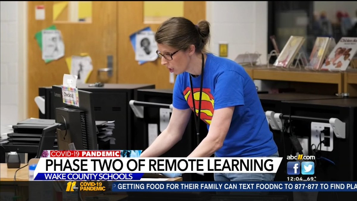 Teamburton11's tweet photo. @Lead_Mine  made the @ABC11_WTVD news with our device distribution.  @LMLeadReader  and our whole team helping Leopards get ready to learn from home! https://t.co/1ms2YNIlPj