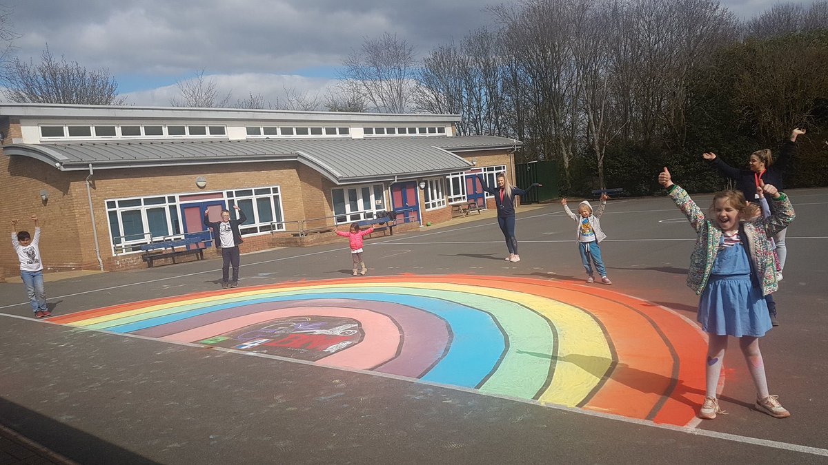 S4ASports's tweet photo. Staff at BMA + GGA academy and S4A Sports in Buckingham are keeping up the spirits of the children of key workers by painting giant rainbows on their playground! Messy but lots of fun and hopefully can be seen for miles around.
@BBCWorld @thismorning @BBCBreaking https://t.co/Zsfy5l1tgY