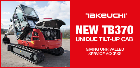 Takeuchiuk's tweet photo. Take a closer look at the NEW TB370 
Giving unrivalled service access with it's unique tilt-up cab 
#Takeuchi #TB370 #Excavator 
Click here to see more: https://t.co/mkvtkOoXhP https://t.co/3aMQQCab8g