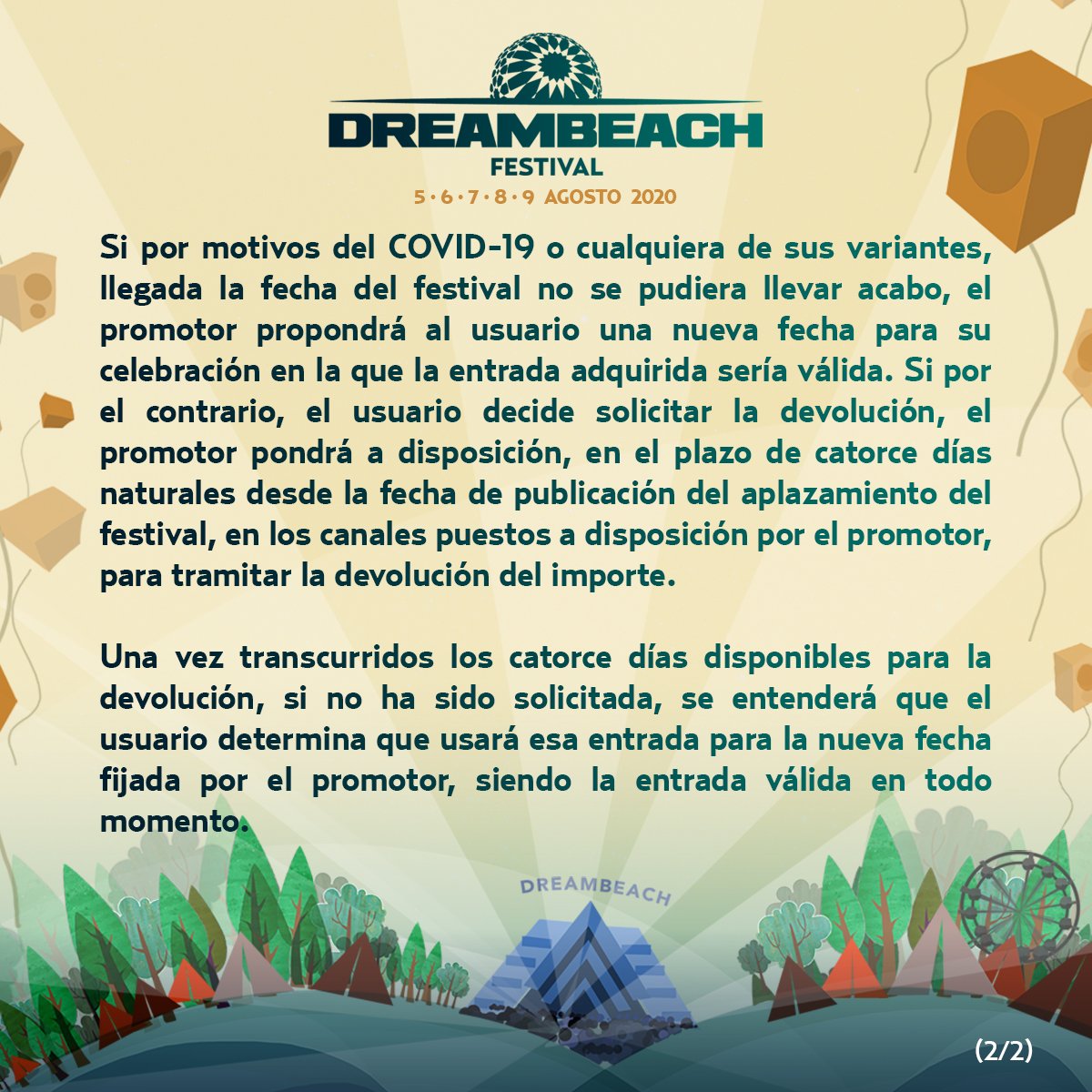 Dreambeach Festival on Twitter: "ℹ️ Comunicado oficial en relación al  Covid-19. ⁣ #Dreambeach y todo su equipo sigue trabajando para la  realización del mismo, en tiempo y forma. ⁣ Lee atentamente, y