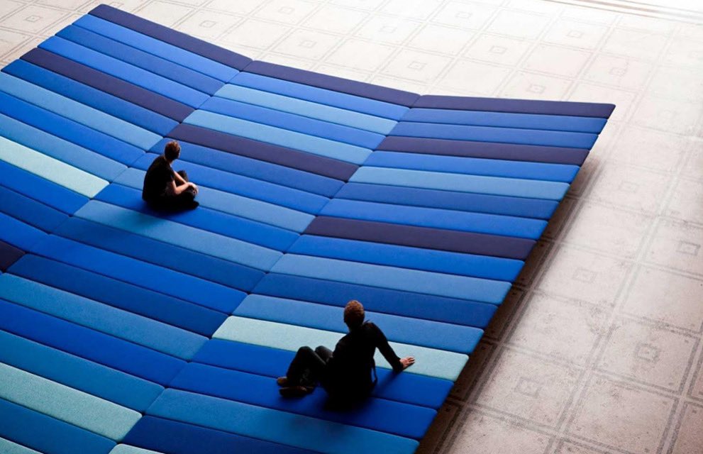 L_D_F's tweet photo. For #LDF11, Ronan & Erwan Bouroullec chose the Raphael Court, at the V&A to locate their sprawling and immense installation ‘Textile Field’, which took over 240 square metres of the floor with gentle undulations of soft fabric from @kvadrattextiles #LDF20 #Design #London https://t.co/5V3sArj450